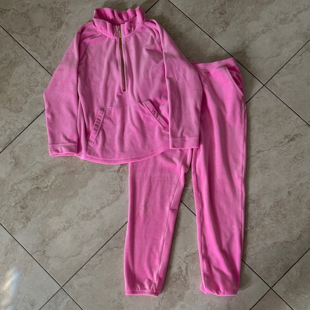 Lilly Pulitzer Vibrant Pink Kids Jogger Set L 8-10